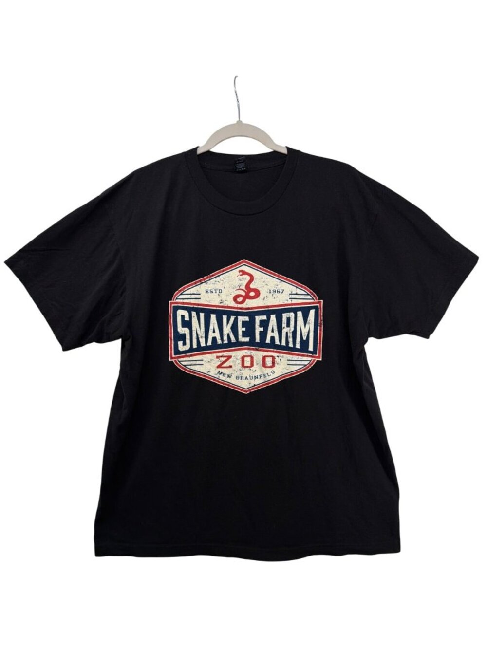 Snake Farm Zoo New Braunfels Adult Tshirt Sz XL Black Logo Spell Out Novelty